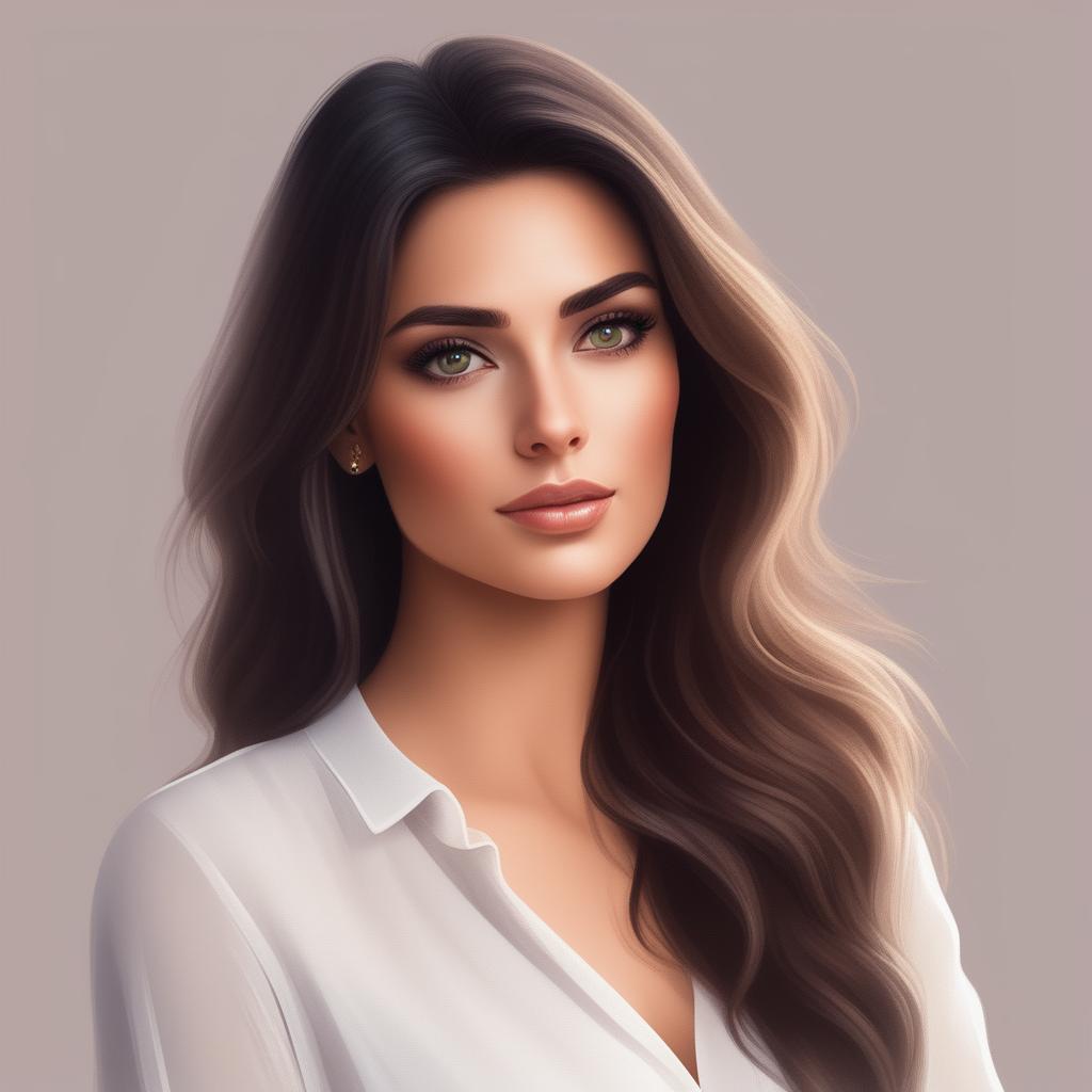 High-resolution digital art of a beautiful Italian woman with brunette hair