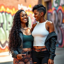 Two beautiful ebony girls, showcasing their natural beauty and confidence
