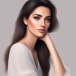 High-resolution digital art of a beautiful Italian woman with brunette hair