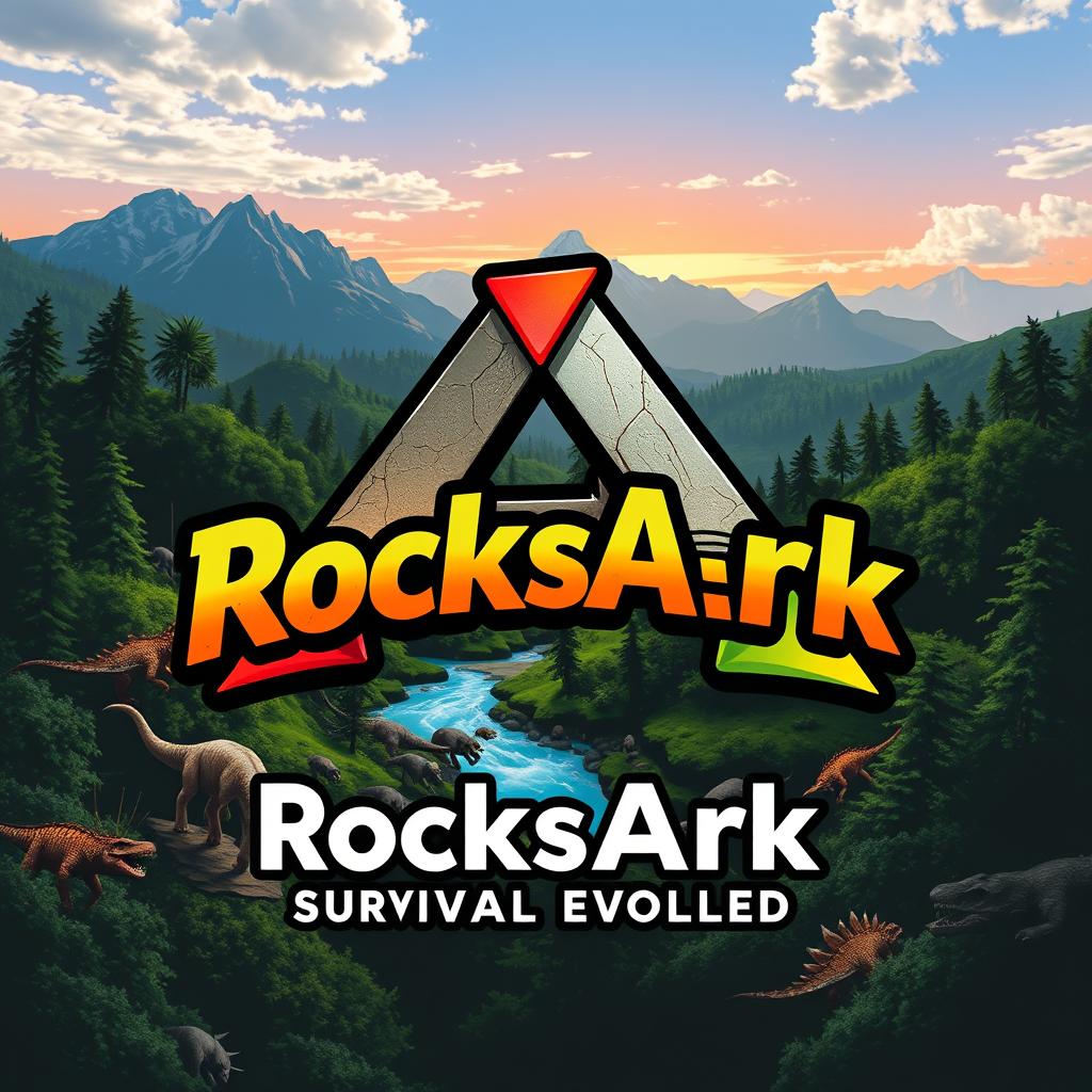 A modern logo design featuring the text 'RocksArk' in a bold, stylized font, prominently displayed