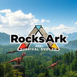 A modern logo design featuring the text 'RocksArk' in a bold, stylized font, prominently displayed