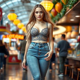 A beautiful, innocent looking woman with a long narrow curvy waist, embodying youthful elegance at 18 years old