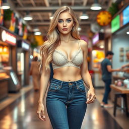 A beautiful, innocent looking woman with a long narrow curvy waist, embodying youthful elegance at 18 years old