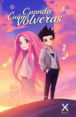 A vibrant 2D illustration for an album cover titled 'Cuándo Volverás'