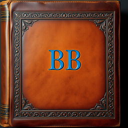 An image of an old, leather-bound book cover, showcasing an intricate border pattern that encircles the edges of the cover