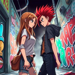 A vivid illustration depicting two teenage girls standing face-to-face, embodying a fierce rivalry