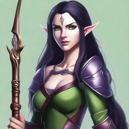 A high-quality digital art representation of a female wood elf