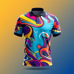 A vibrant and eye-catching full sublimation collar jersey design, featuring bold colors and intricate patterns