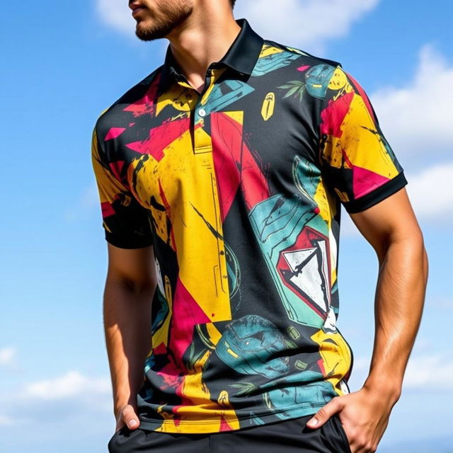 A full sublimation collar polo jersey, featuring a unique and eye-catching design