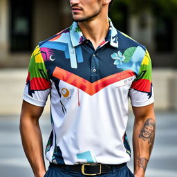 A full sublimation collar polo jersey, featuring a unique and eye-catching design