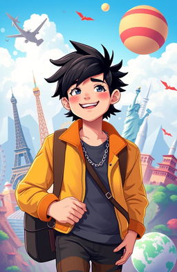 A young male singer with black hair embarking on a world travel adventure
