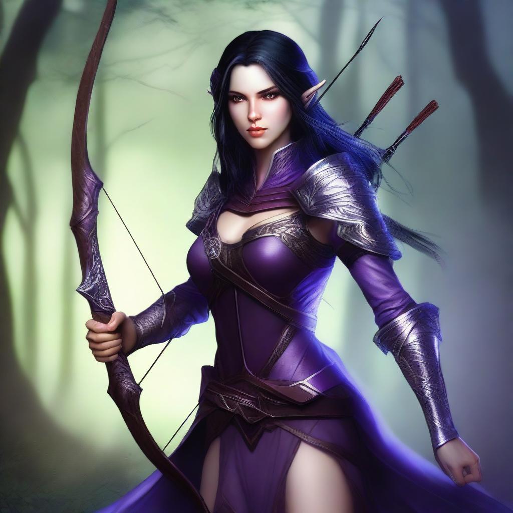 A high-quality digital art image portraying a female wood elf