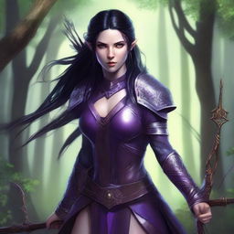 A high-quality digital art image portraying a female wood elf