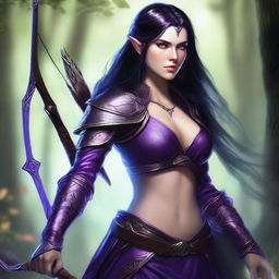 A high-quality digital art image portraying a female wood elf