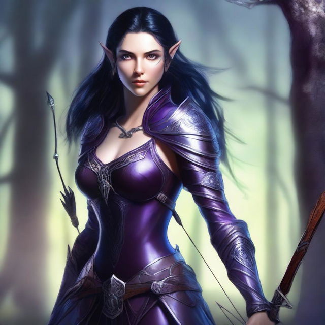 A high-quality digital art image portraying a female wood elf