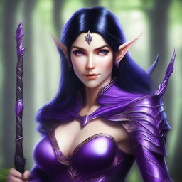 A high-quality digital art image of a female wood elf