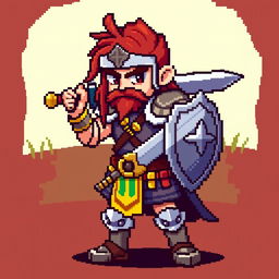 A classic warrior character depicted in a 32x32 pixel art style