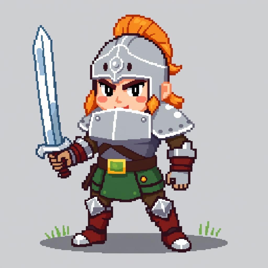 A classic warrior character depicted in a 32x32 pixel art style