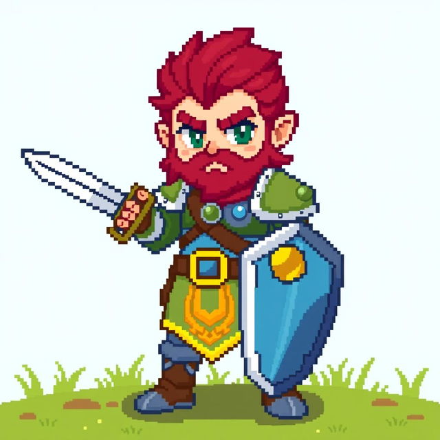 A classic warrior character depicted in a 32x32 pixel art style