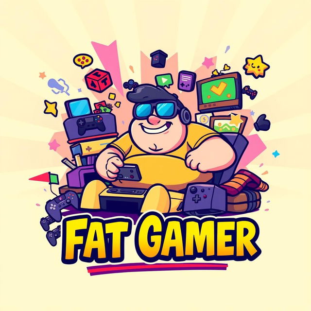 A vibrant and engaging YouTube banner for a gaming channel centered around a character known as the "Fat Gamer