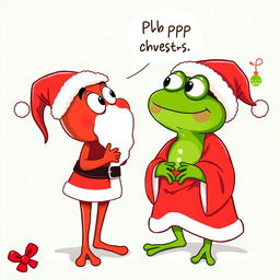A whimsical vector illustration featuring the character Pepe the Frog dressed in a bright red Santa Claus outfit, complete with a fluffy white beard and hat