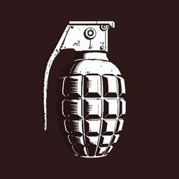 An intricate ASCII art representation of a classic hand grenade, featuring detailed textures and shading to showcase the grenade's distinctive shape and pin