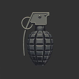 An intricate ASCII art representation of a classic hand grenade, featuring detailed textures and shading to showcase the grenade's distinctive shape and pin