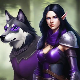 A high-quality digital art image presents a female wood elf ranger