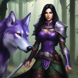 A high-quality digital art image presents a female wood elf ranger