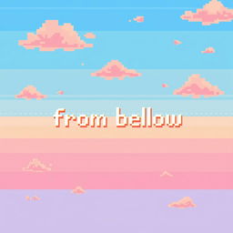 A pixel art scene depicting a beautiful sky, rendered in a vibrant and colorful style