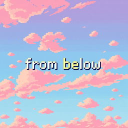A pixel art scene depicting a beautiful sky, rendered in a vibrant and colorful style