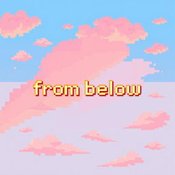 A pixel art scene depicting a beautiful sky, rendered in a vibrant and colorful style
