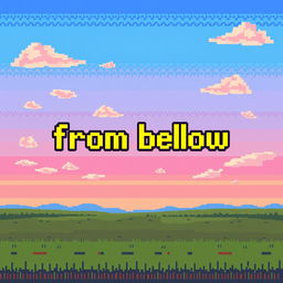 A pixel art scene depicting a beautiful sky, rendered in a vibrant and colorful style