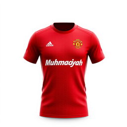 Design a bright red football jersey for the Muhammadiyah football team, inspired by the Manchester United kit