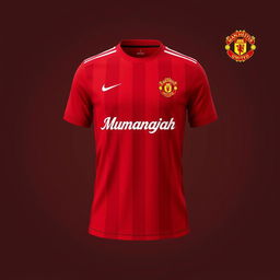 Design a bright red football jersey for the Muhammadiyah football team, inspired by the Manchester United kit