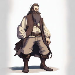 An image in the style of a high-quality digital art piece, depicting a scruffy-looking bard with a thick beard