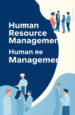 A visually appealing chapter cover for a Human Resource Management section, featuring a harmonious color palette of white, cream, dark blue, light blue, and lighter blue