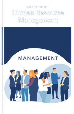 A visually appealing chapter cover for a Human Resource Management section, featuring a harmonious color palette of white, cream, dark blue, light blue, and lighter blue