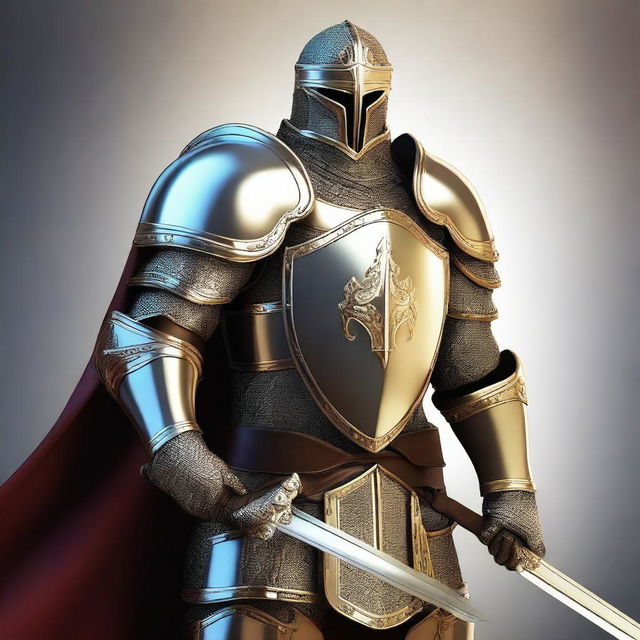 A digital art depiction of a human paladin