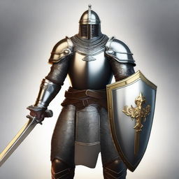 A digital art depiction of a human paladin