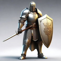 A digital art depiction of a human paladin