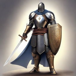 A digital art depiction of a human paladin