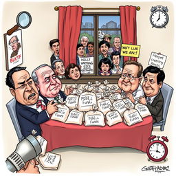 An editorial cartoon highlighting the political situation in the Philippines concerning government funds