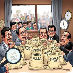 An editorial cartoon highlighting the political situation in the Philippines concerning government funds