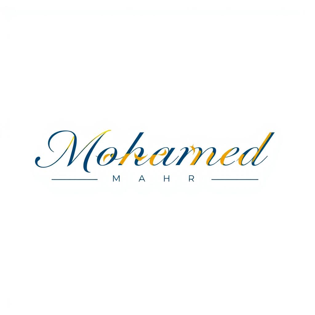 A sleek and modern logo design featuring the name 'Mohamed Maher'