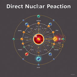 A unique and intricate diagram illustrating a direct nuclear reaction