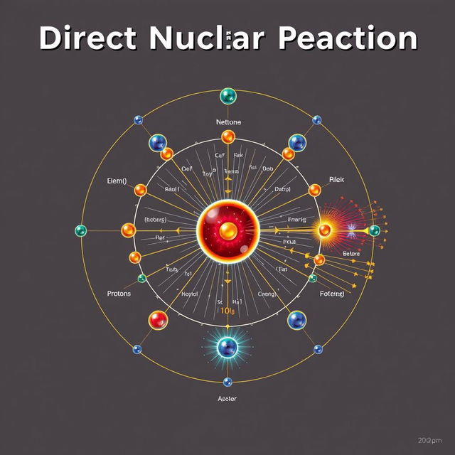 A unique and intricate diagram illustrating a direct nuclear reaction