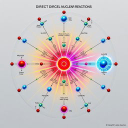 A unique and intricate diagram illustrating a direct nuclear reaction