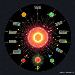A unique and intricate diagram illustrating a direct nuclear reaction