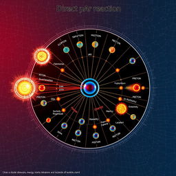 A unique and intricate diagram illustrating a direct nuclear reaction